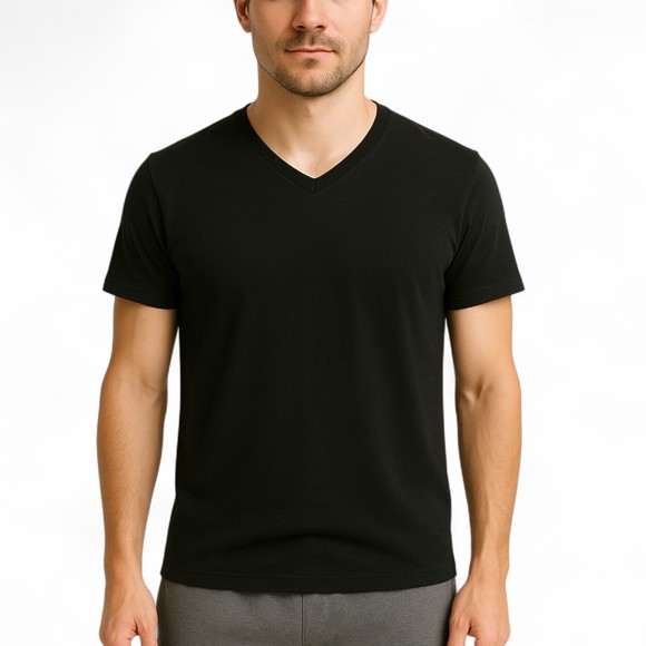 Alfani Men’s Slim Fit V-Neck T-Shirt 4 Pack Black Tagless Cotton Shirts L NWOT - Picture 1 of 2